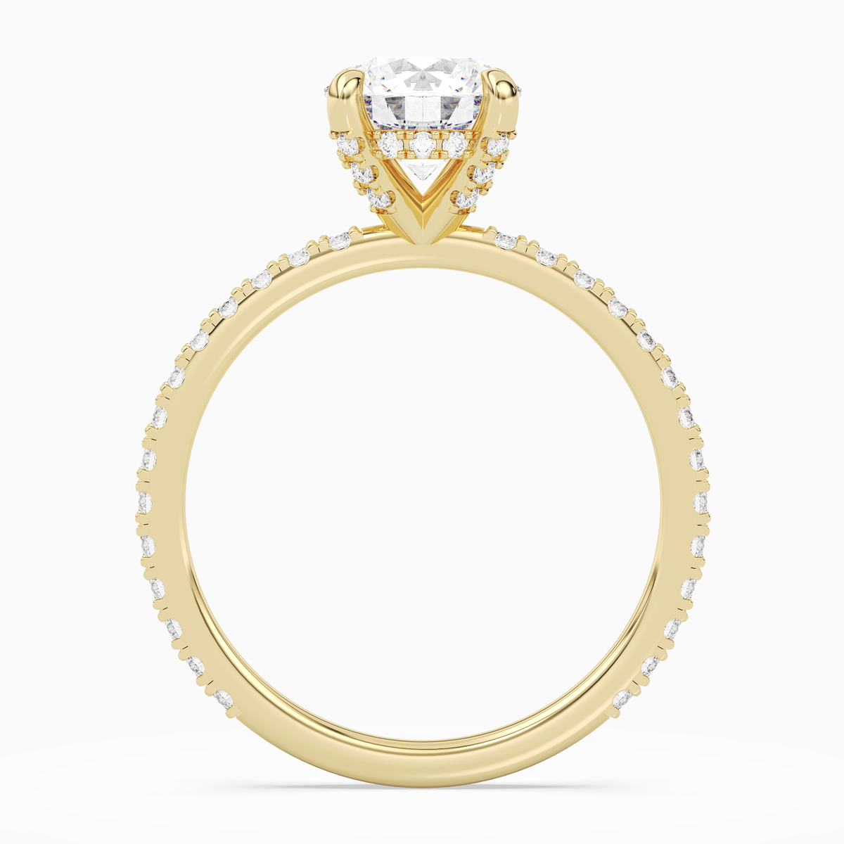 Round Hidden Halo Accent Luxe Pavé in 14K Yellow Gold side profile