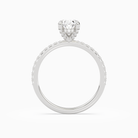 Oval Hidden Halo Accent Pavé in 18K White Gold side profile