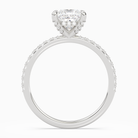 Princess Hidden Halo Accent Pavé in 14K White Gold side profile