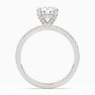 Round Hidden Halo Accent Pavé in 18K White Gold side profile
