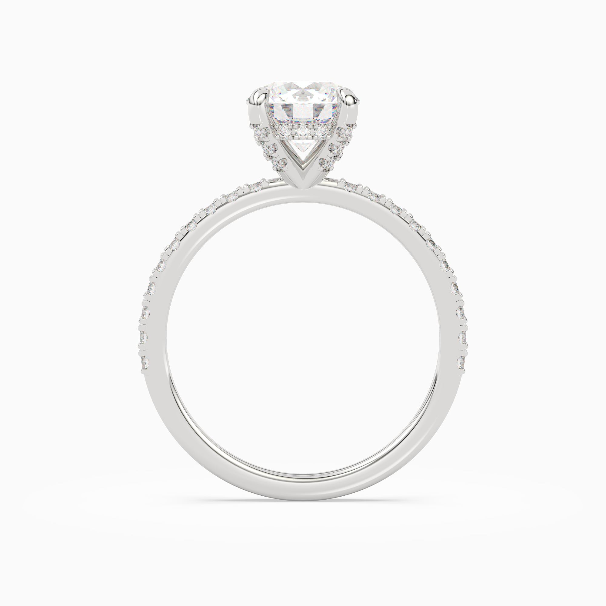Round Hidden Halo Accent Pavé in Platinum side profile