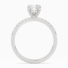 Oval Hidden Halo Accent Petite Pavé in 14K White Gold side profile