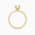 Oval Hidden Halo Accent Petite Pavé in 14K Yellow Gold side profile