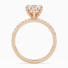 Pear Hidden Halo Accent Petite Pavé in 14K Rose Gold side profile