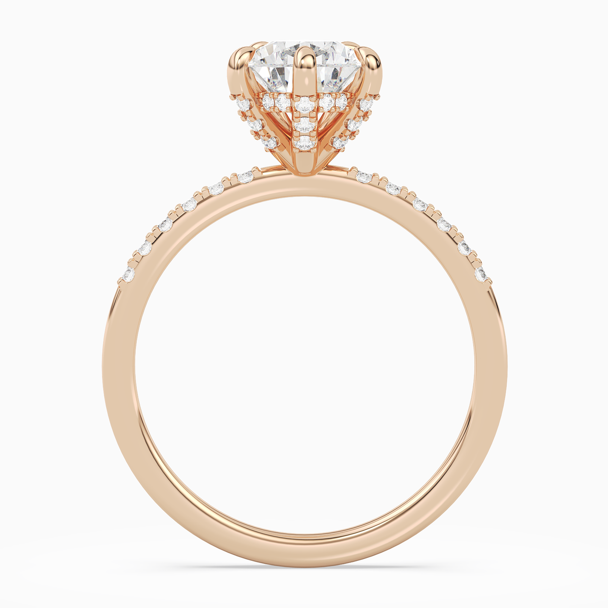 Pear Hidden Halo Accent Petite Pavé in 14K Rose Gold side profile