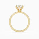 Pear Hidden Halo Accent Petite Pavé in 18K Yellow Gold side profile
