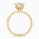 Pear Hidden Halo Accent Petite Pavé in 18K Yellow Gold side profile