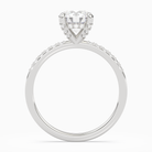 Round Hidden Halo Accent Petite Pavé in 14K White Gold side profile