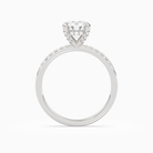Round Hidden Halo Accent Petite Pavé in Platinum side profile