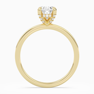 Oval Hidden Halo Accent Plain in 18K Yellow Gold side profile