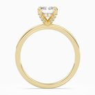 Radiant Hidden Halo Accent Plain in 14K Yellow Gold side profile