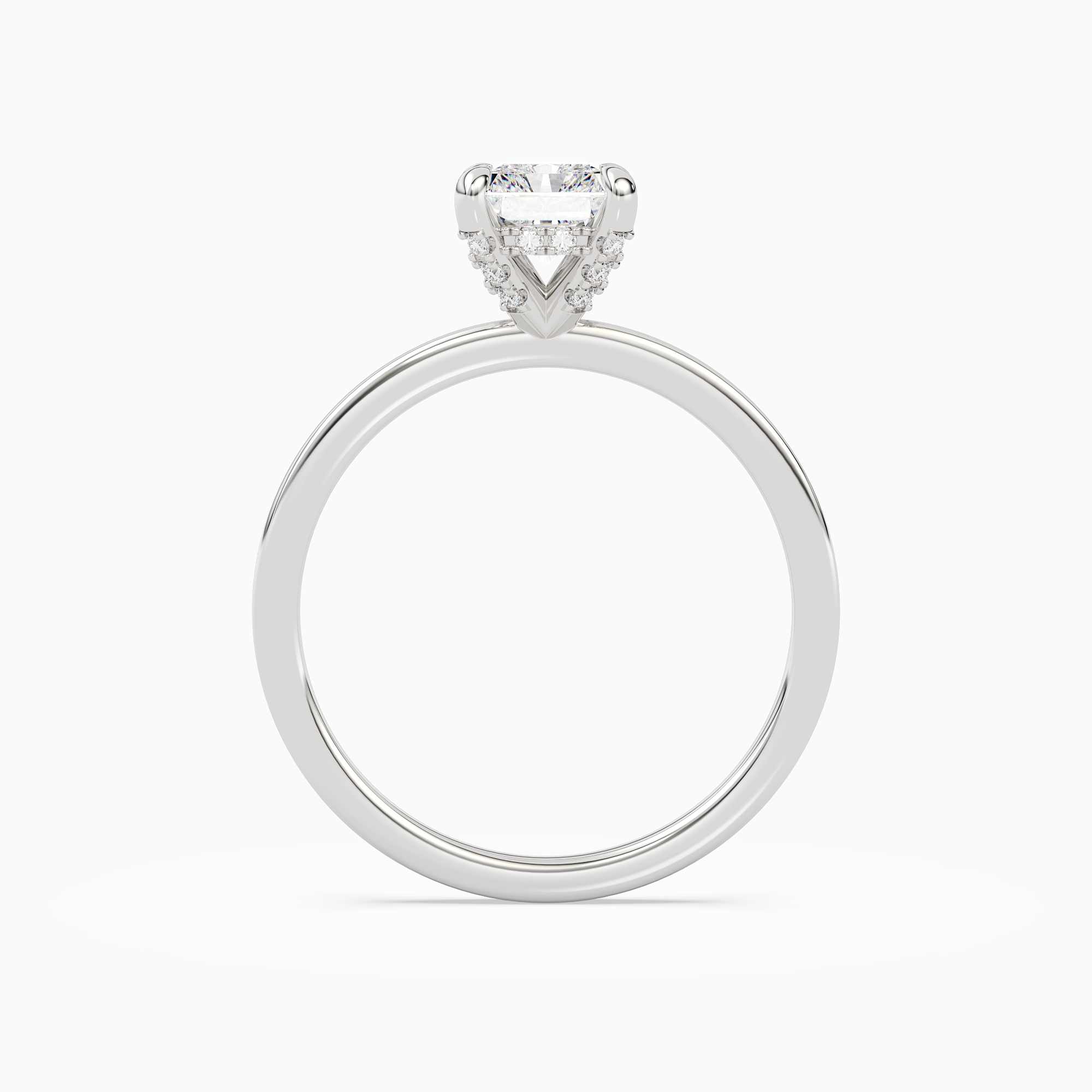 Radiant Hidden Halo Accent Plain in Platinum side profile