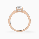 Cushion Classic Basket Pavé Solitaire in 14K Rose Gold side profile
