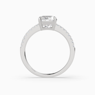 Cushion Classic Basket Pavé Solitaire in 14K White Gold side profile