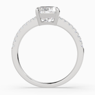 Cushion Classic Basket Pavé Solitaire in 14K White Gold side profile