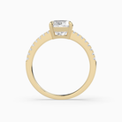 Cushion Classic Basket Pavé Solitaire in 18K Yellow Gold side profile