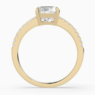 Cushion Classic Basket Pavé Solitaire in 18K Yellow Gold side profile