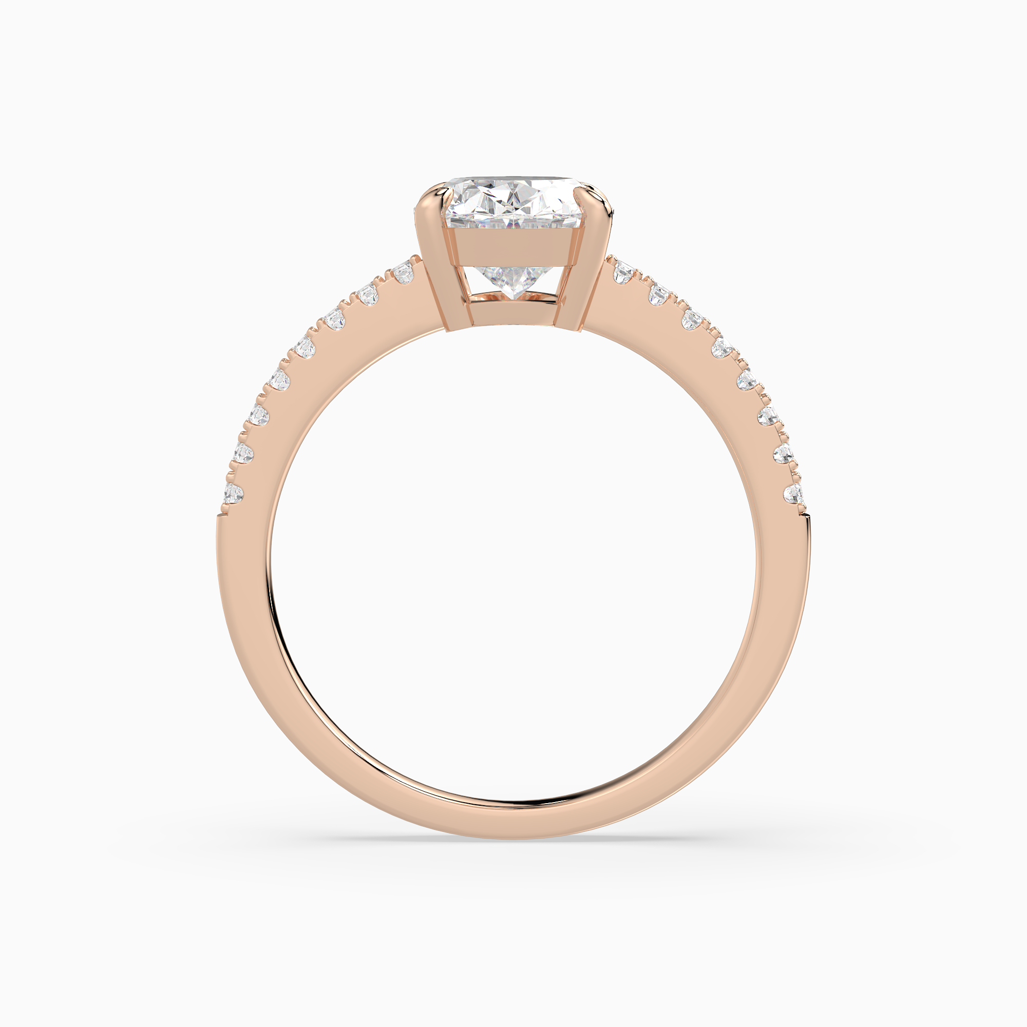 Oval Classic Basket Pavé Solitaire in 14K Rose Gold side profile