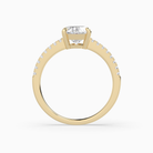 Oval Classic Basket Pavé Solitaire in 14K Yellow Gold side profile