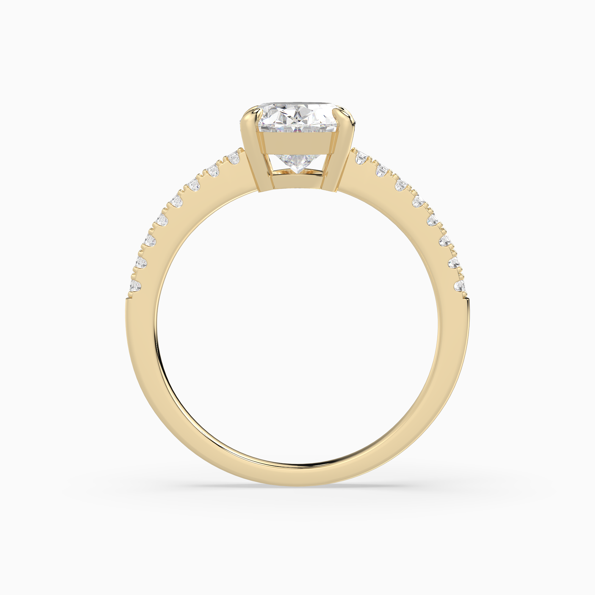 Oval Classic Basket Pavé Solitaire in 14K Yellow Gold side profile