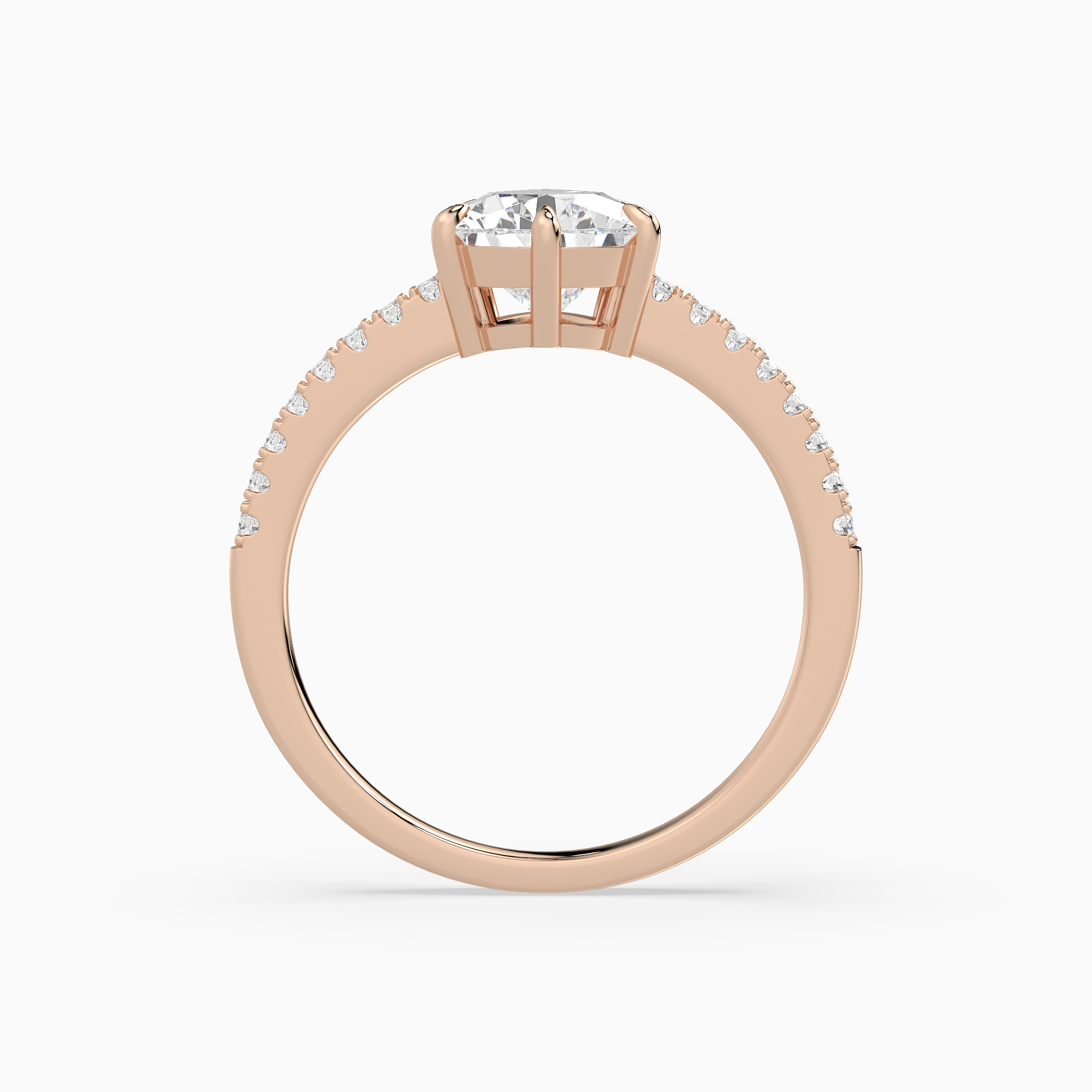 Pear Classic Basket Pavé Solitaire in 14K Rose Gold side profile