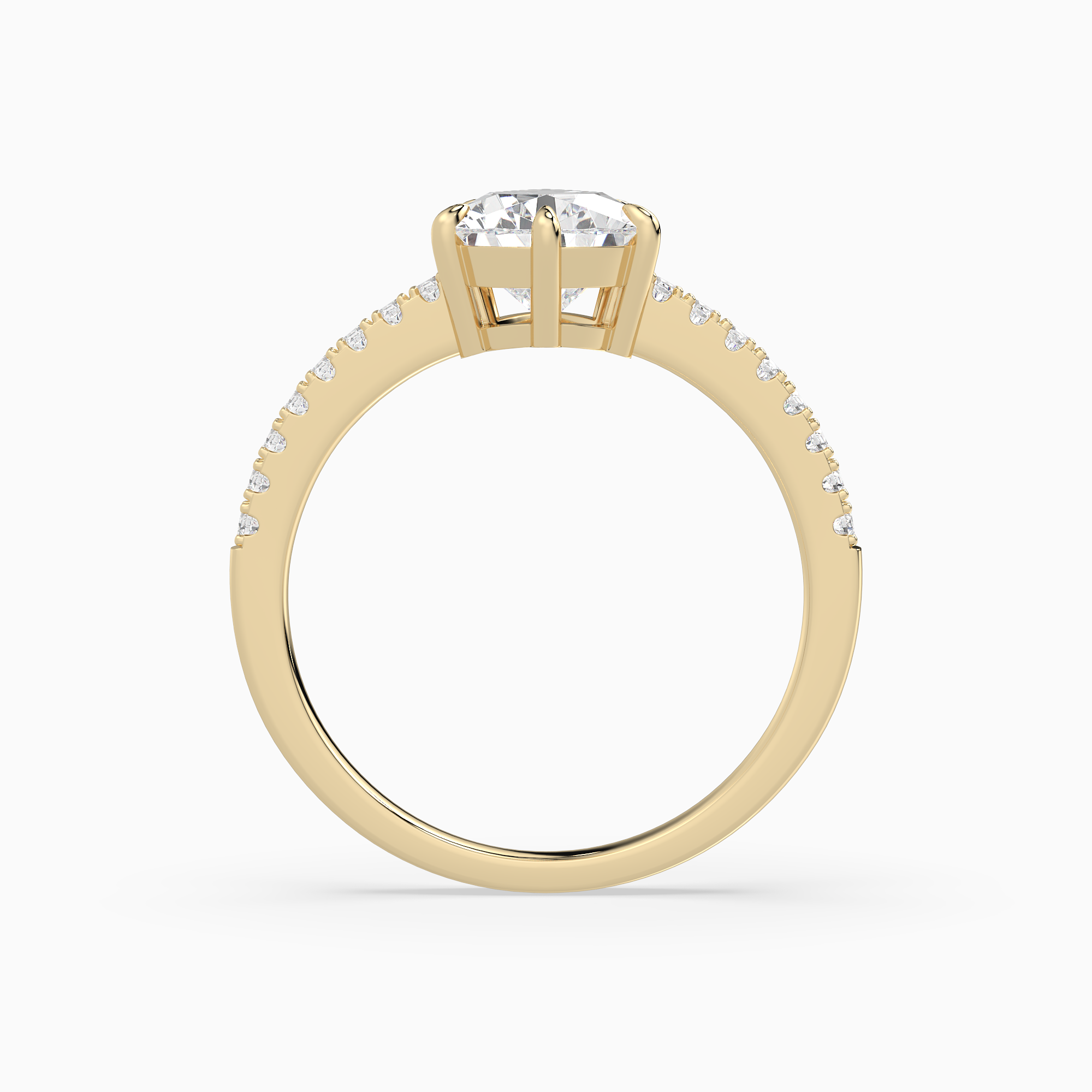Pear Classic Basket Pavé Solitaire in 18K Yellow Gold side profile
