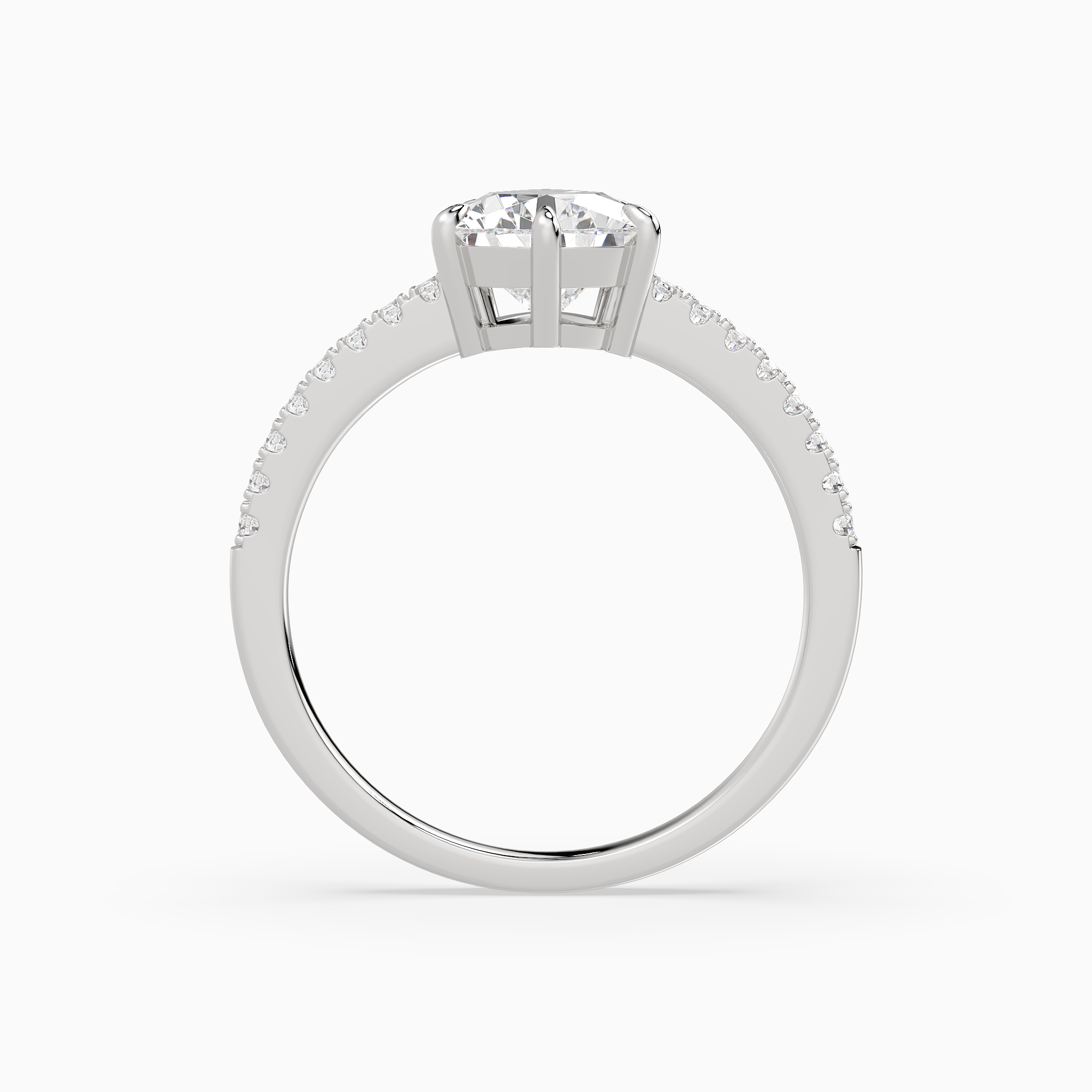 Pear Classic Basket Pavé Solitaire in Platinum side profile