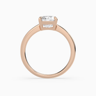 Cushion Classic Basket Plain Solitaire in 14K Rose Gold side profile