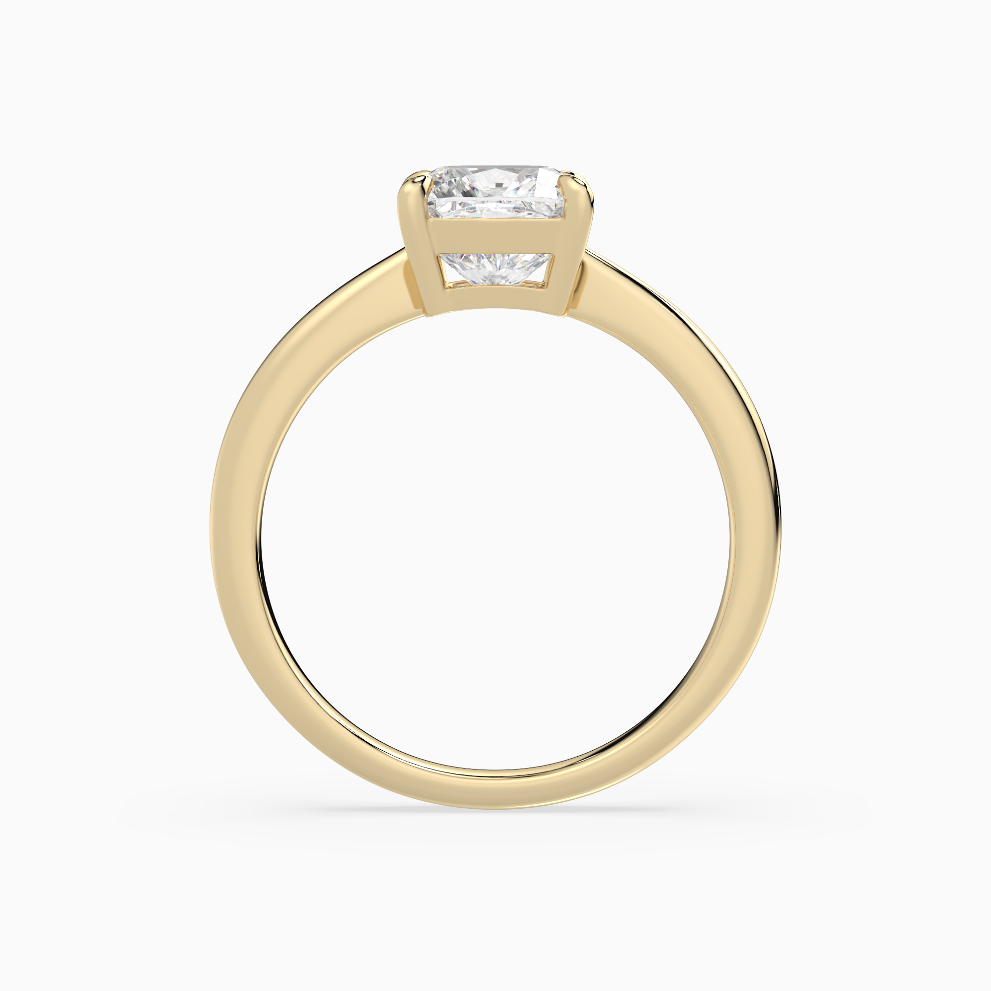 Cushion Classic Basket Plain Solitaire in 14K Yellow Gold side profile