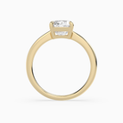 Cushion Classic Basket Plain Solitaire in 18K Yellow Gold side profile