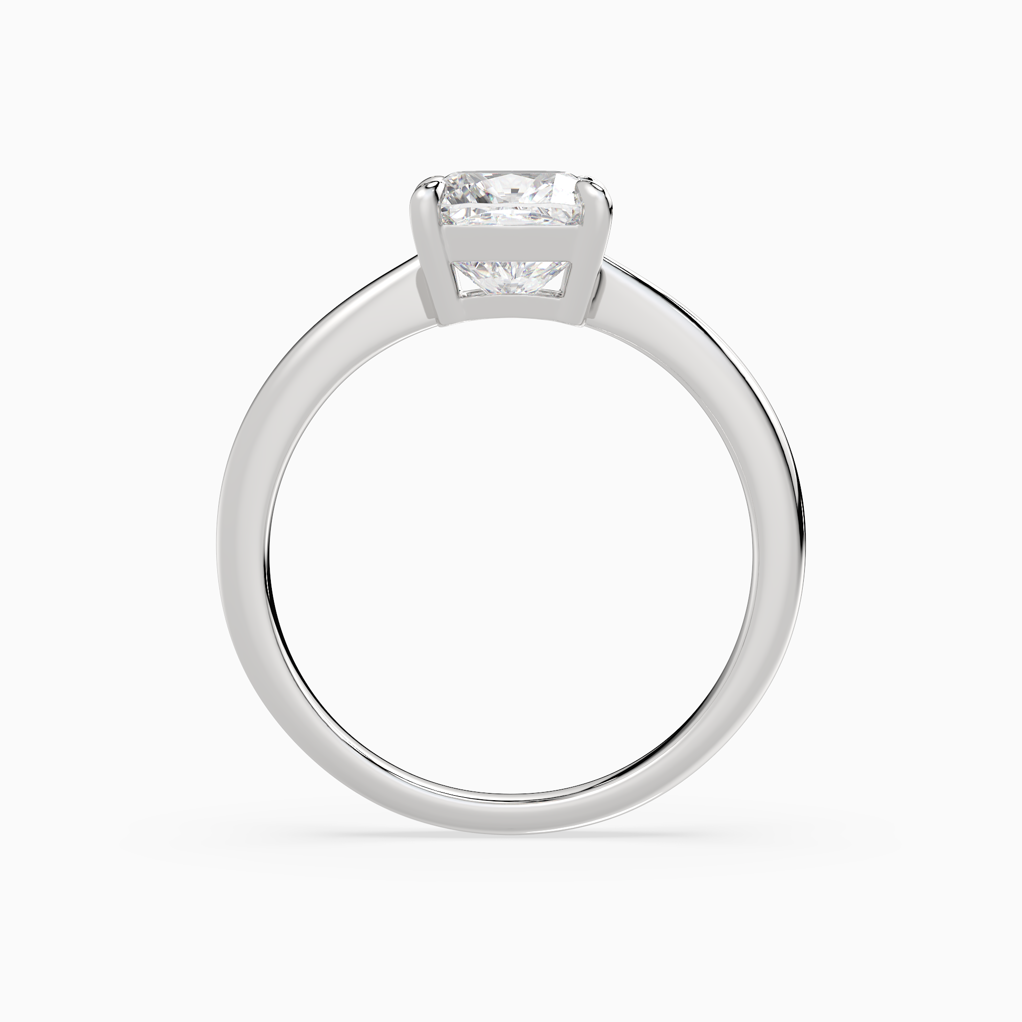 Cushion Classic Basket Plain Solitaire in Platinum side profile