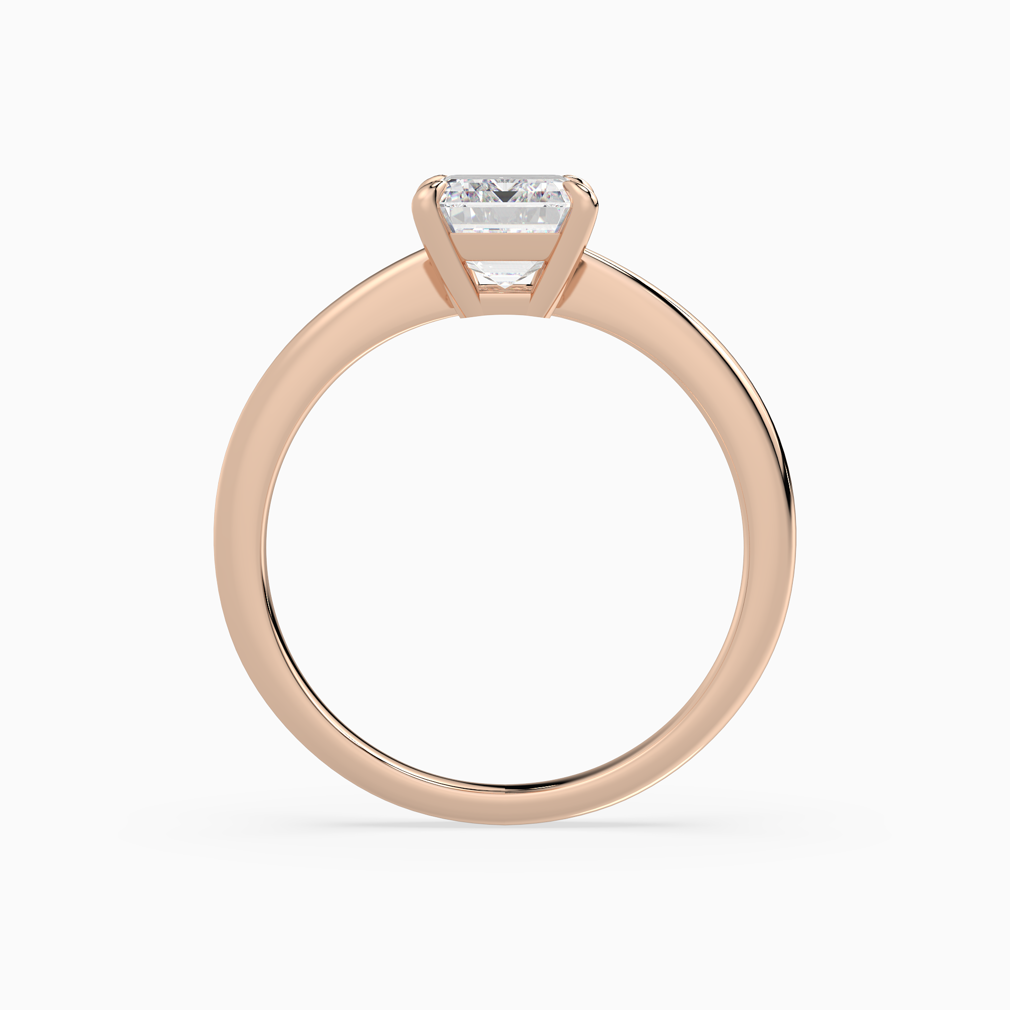 Emerald Classic Basket Plain Solitaire in 14K Rose Gold side profile