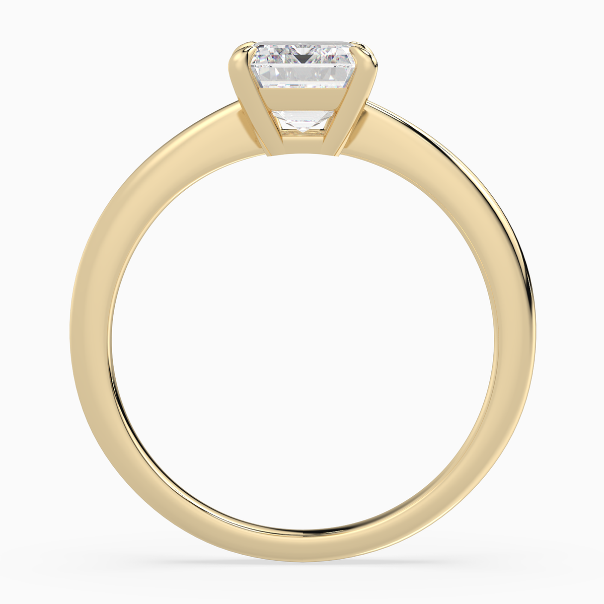 Emerald Classic Basket Plain Solitaire in 14K Yellow Gold side profile