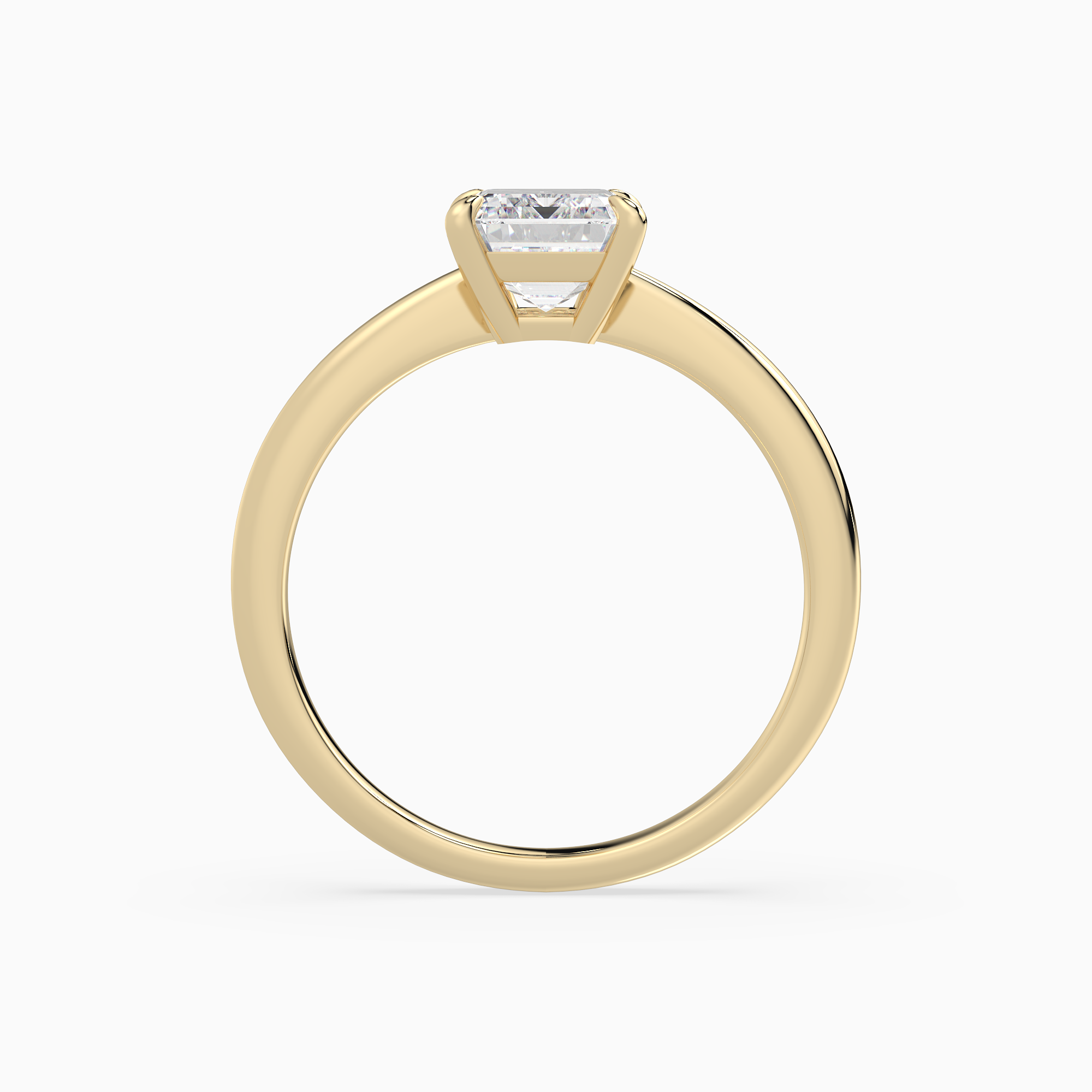 Emerald Classic Basket Plain Solitaire in 18K Yellow Gold side profile