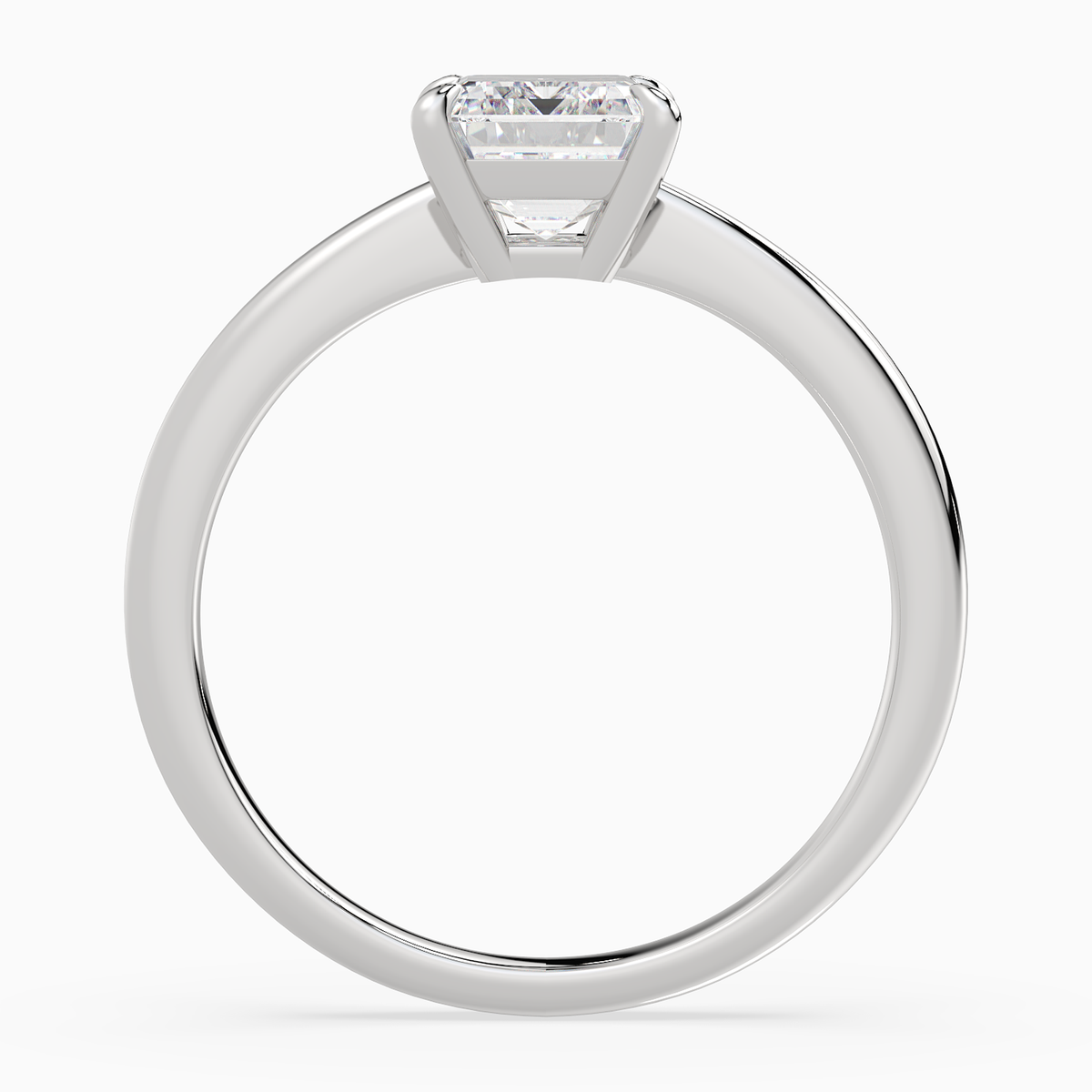 Emerald Classic Basket Plain Solitaire in Platinum side profile