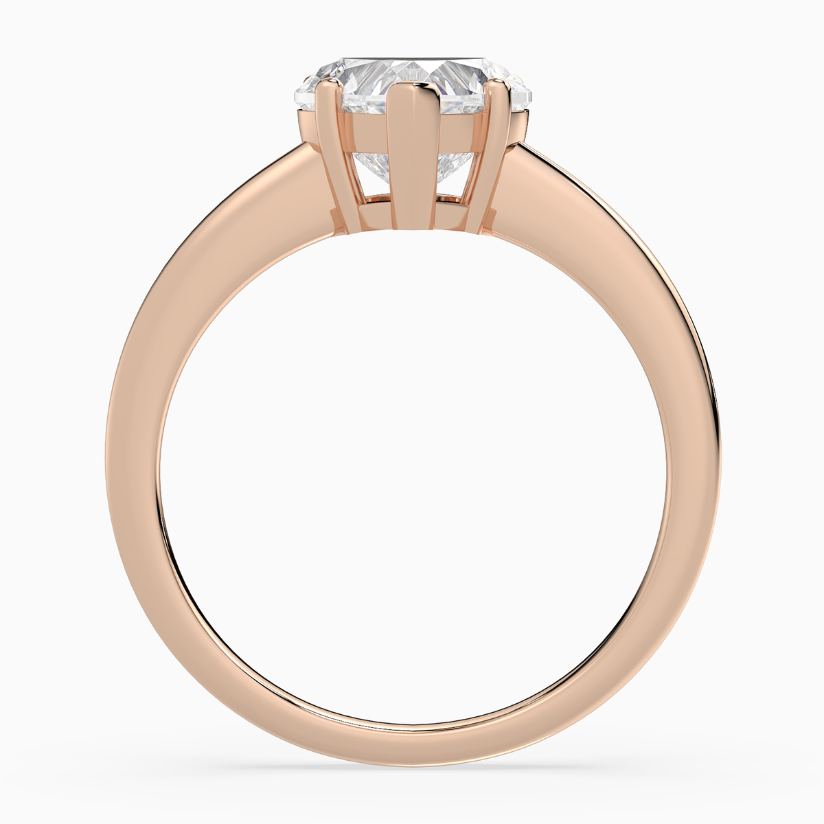 Heart Classic Basket Plain Solitaire in 14K Rose Gold side profile
