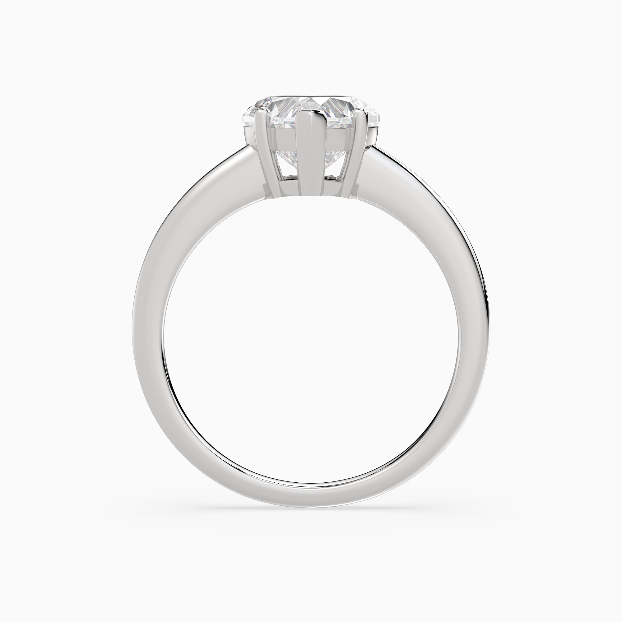 Heart Classic Basket Plain Solitaire in 18K White Gold side profile