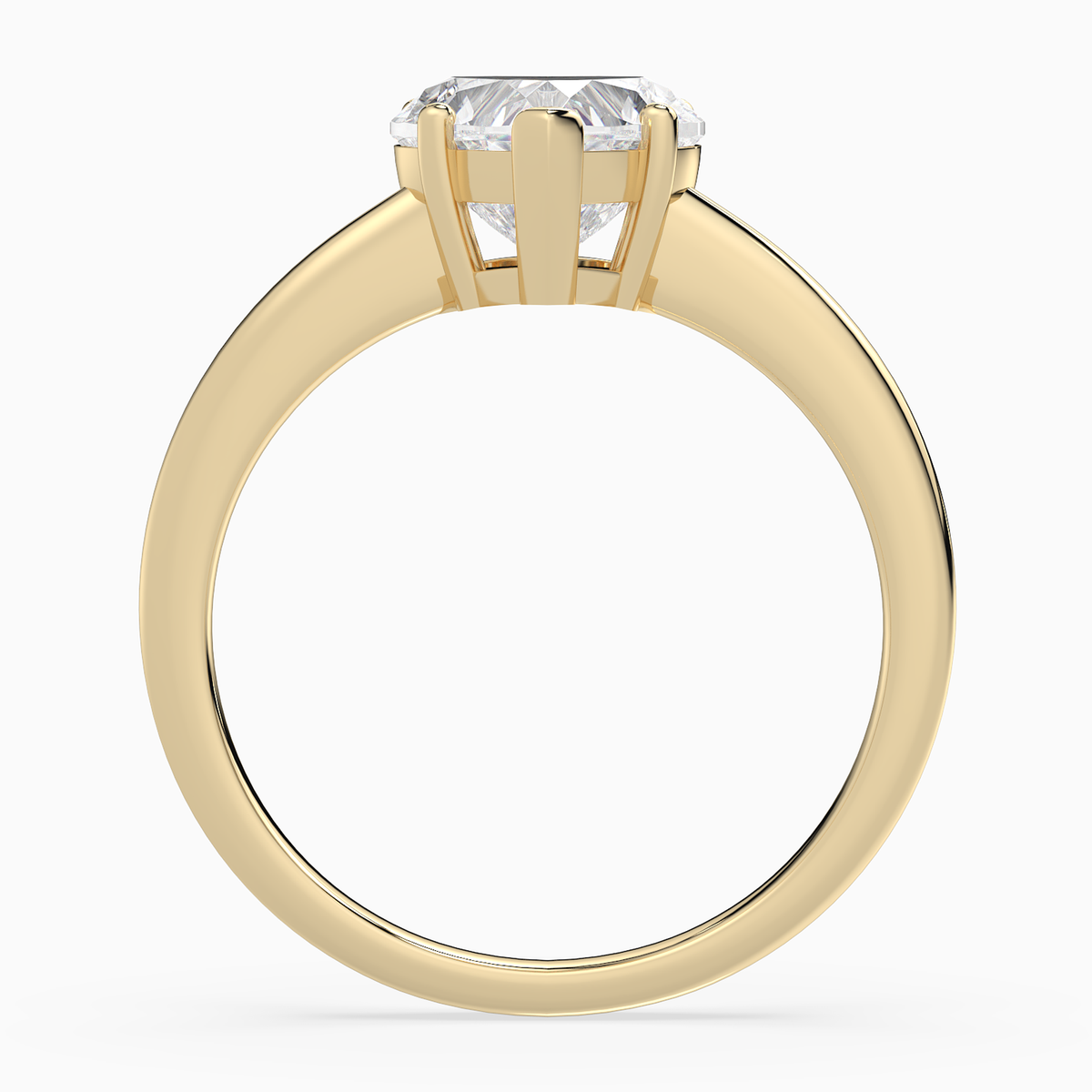 Heart Classic Basket Plain Solitaire in 18K Yellow Gold side profile