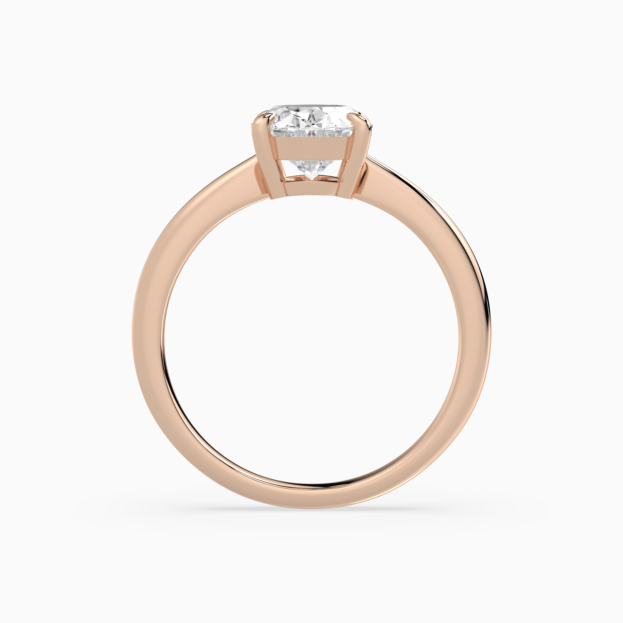 Oval Classic Basket Plain Solitaire in 14K Rose Gold side profile