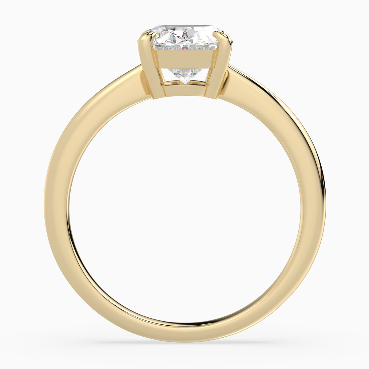 Oval Classic Basket Plain Solitaire in 14K Yellow Gold side profile