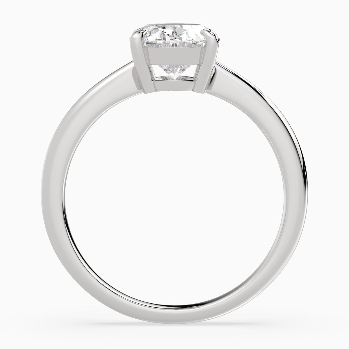 Oval Classic Basket Plain Solitaire in Platinum side profile