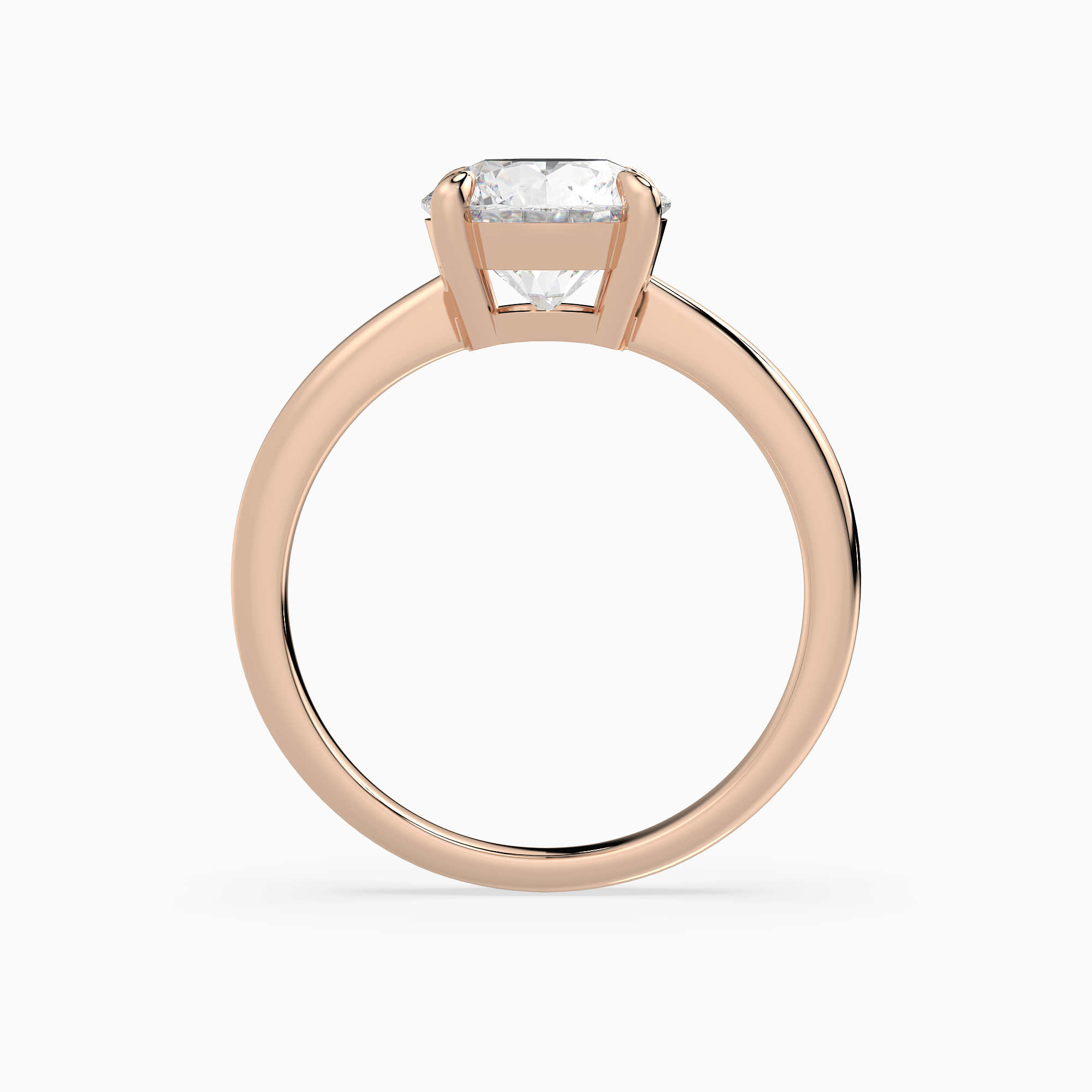 Round Classic Basket Plain Solitaire in 14K Rose Gold side profile