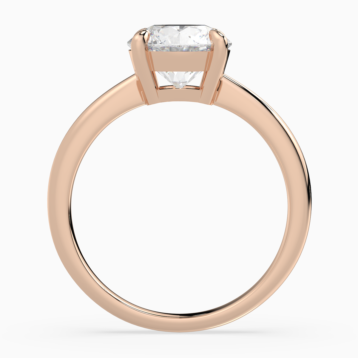 Round Classic Basket Plain Solitaire in 14K Rose Gold side profile