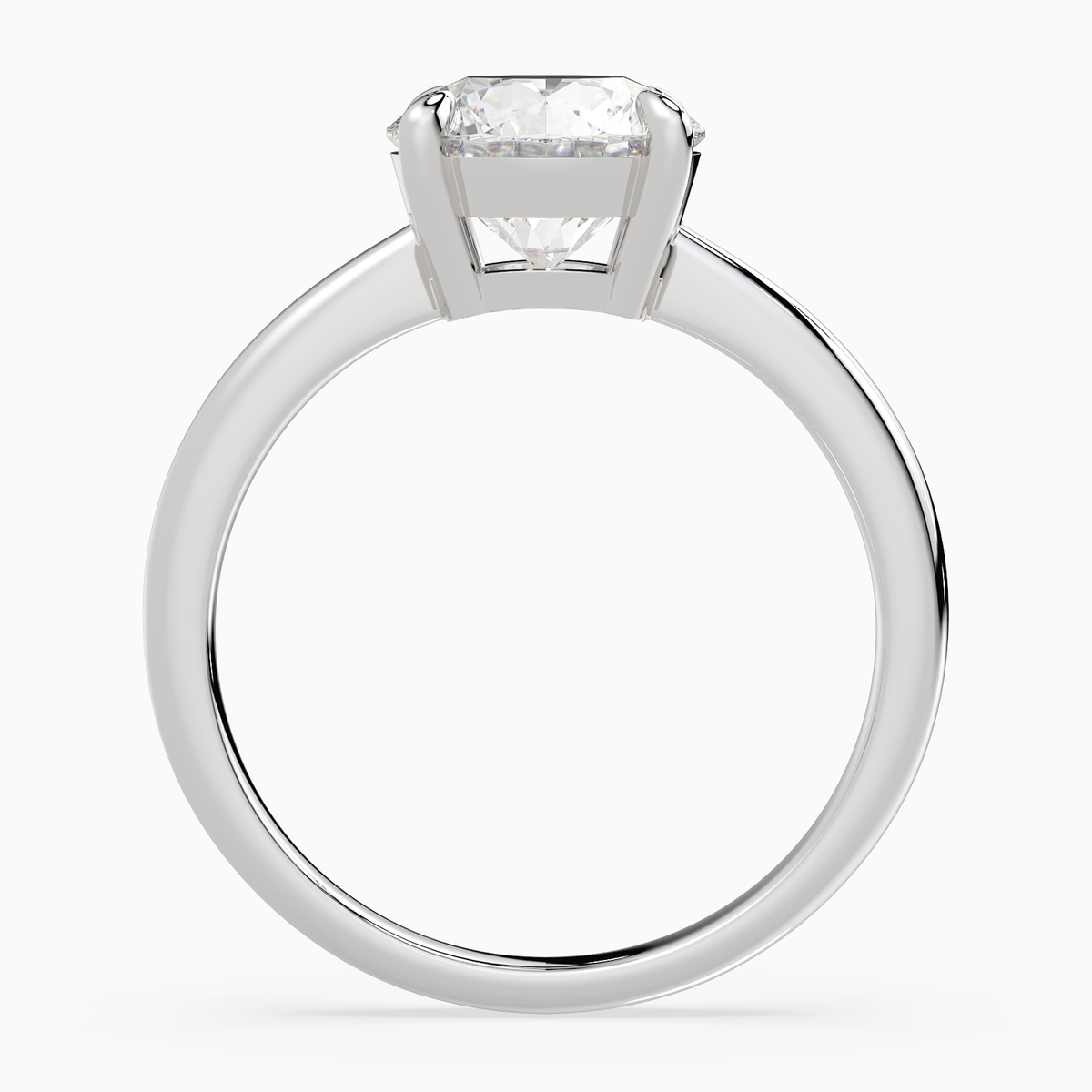 Round Classic Basket Plain Solitaire in 14K White Gold side profile