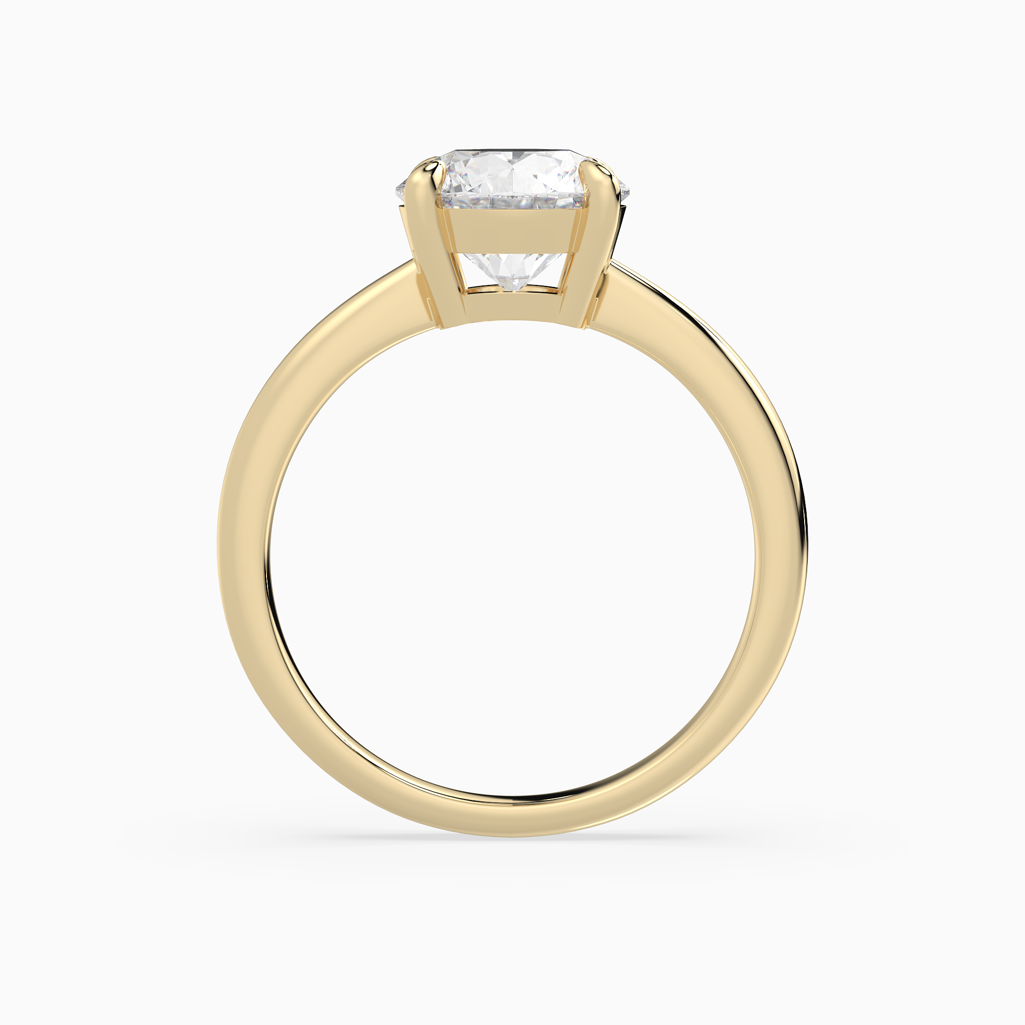 Round Classic Basket Plain Solitaire in 14K Yellow Gold side profile