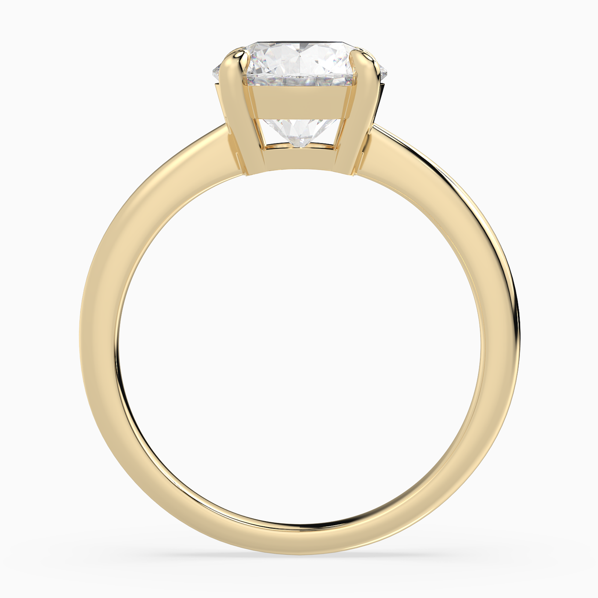 Round Classic Basket Plain Solitaire in 18K Yellow Gold side profile