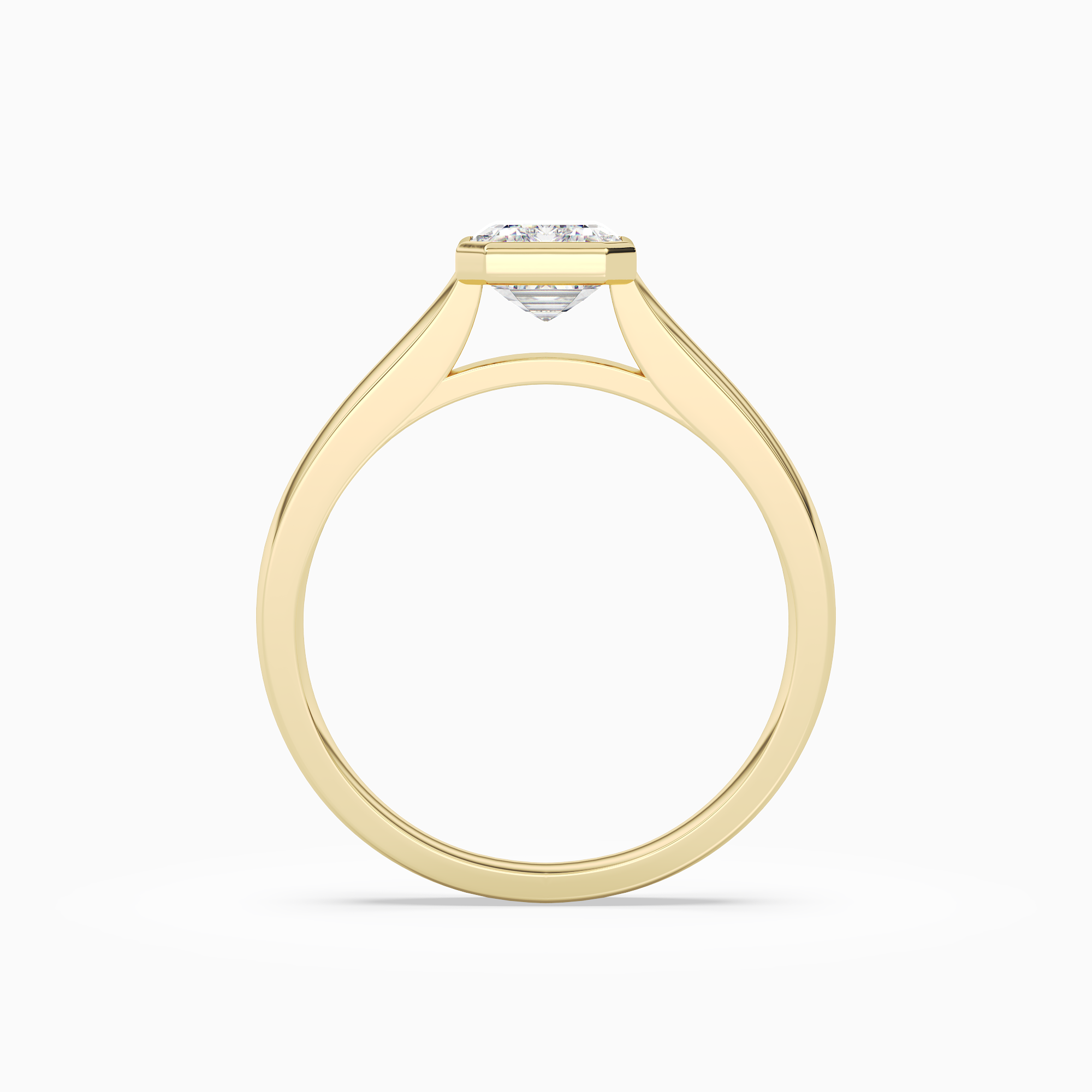 Emerald Wide Tapered Bezel Solitaire in 18K Yellow Gold side profile