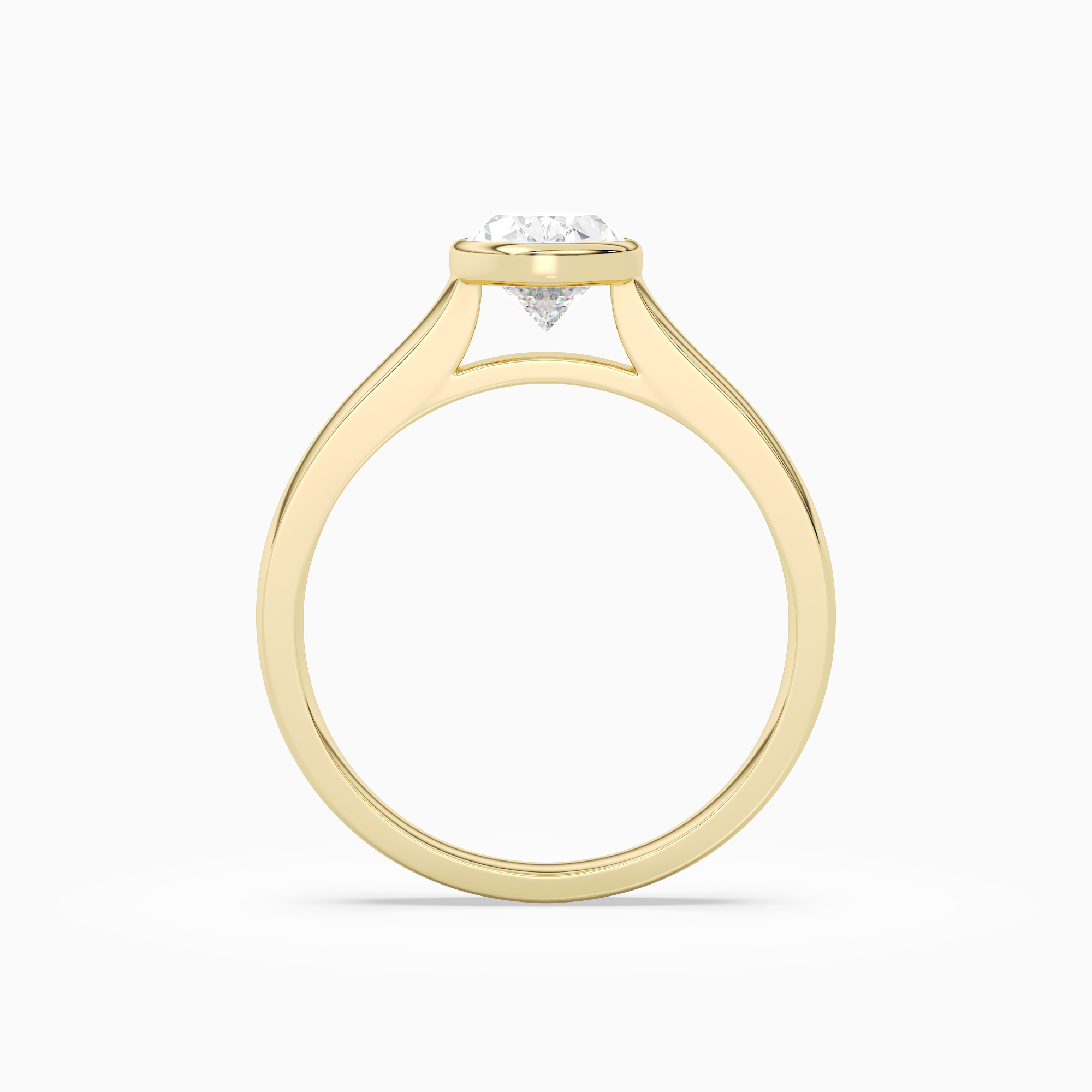 Oval Wide Tapered Bezel Solitaire in 14K Yellow Gold side profile