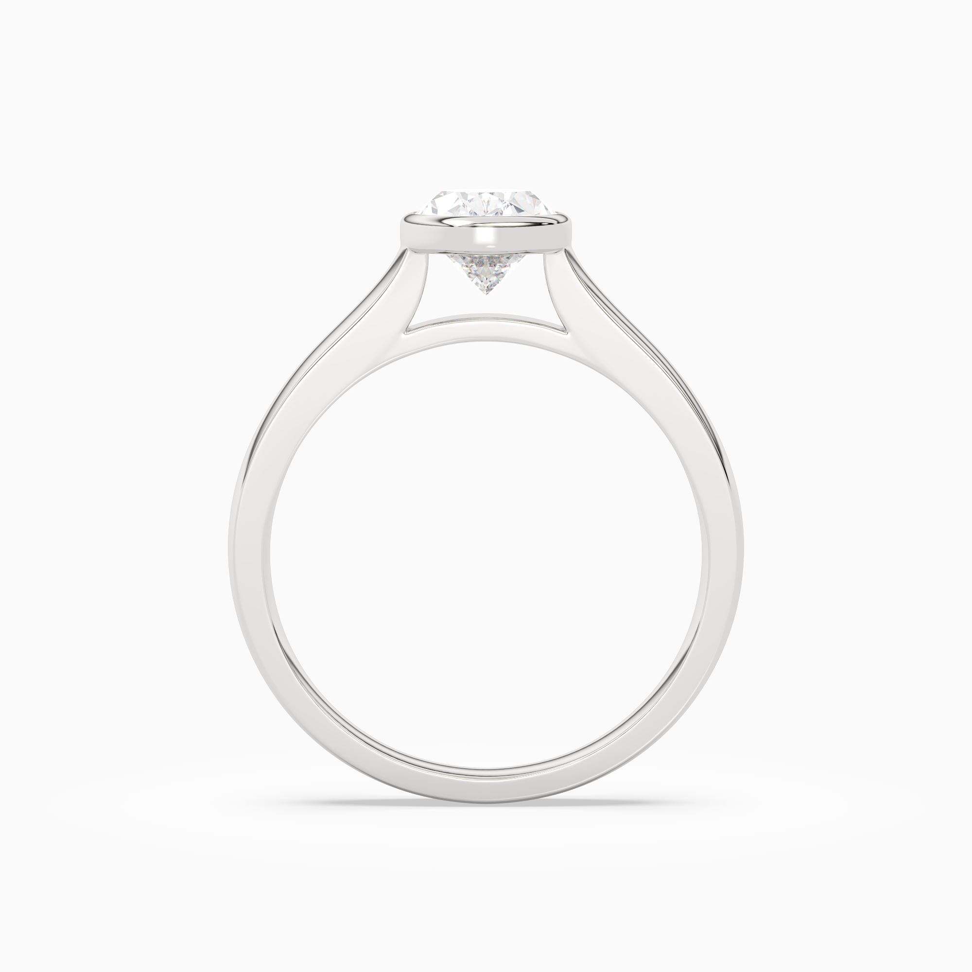 Oval Wide Tapered Bezel Solitaire in Platinum side profile