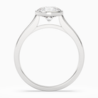 Round Wide Tapered Bezel Solitaire in 14K White Gold side profile